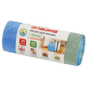 Пакет д/мусора 30л  ЛАЙМА синие прочн. с з...